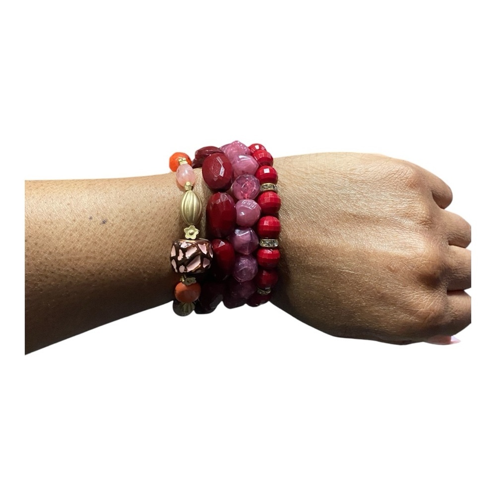 Elegant Multi-Color Stretchy  Beaded Bracelet Set